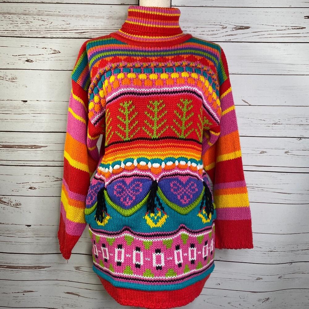 Vintage 90's One Step Up Artsy Sweater Small